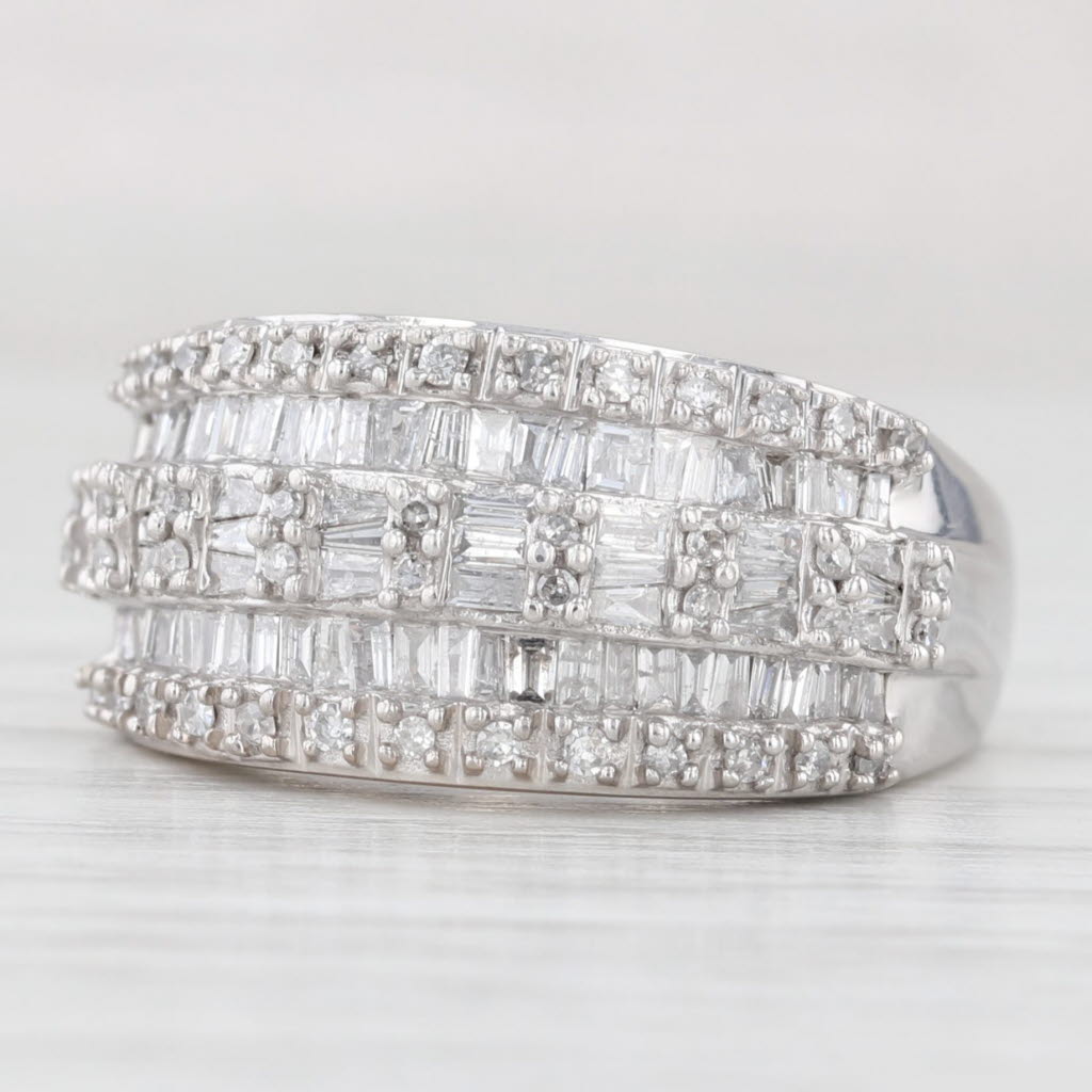 Light Gray 1ctw Diamond Rows Ring 10k White Gold Size 7 Anniversary Band