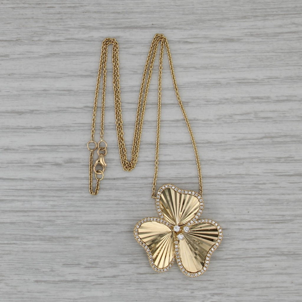 Patricia Robalino Il Petalo Dore 0.75ctw Diamond Flower Necklace 18k Gold 16-18"