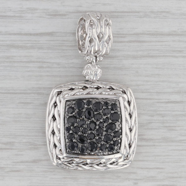 John Hardy Black Sapphire Cluster Sterling Silver Enhancer Pendant Kali Lava
