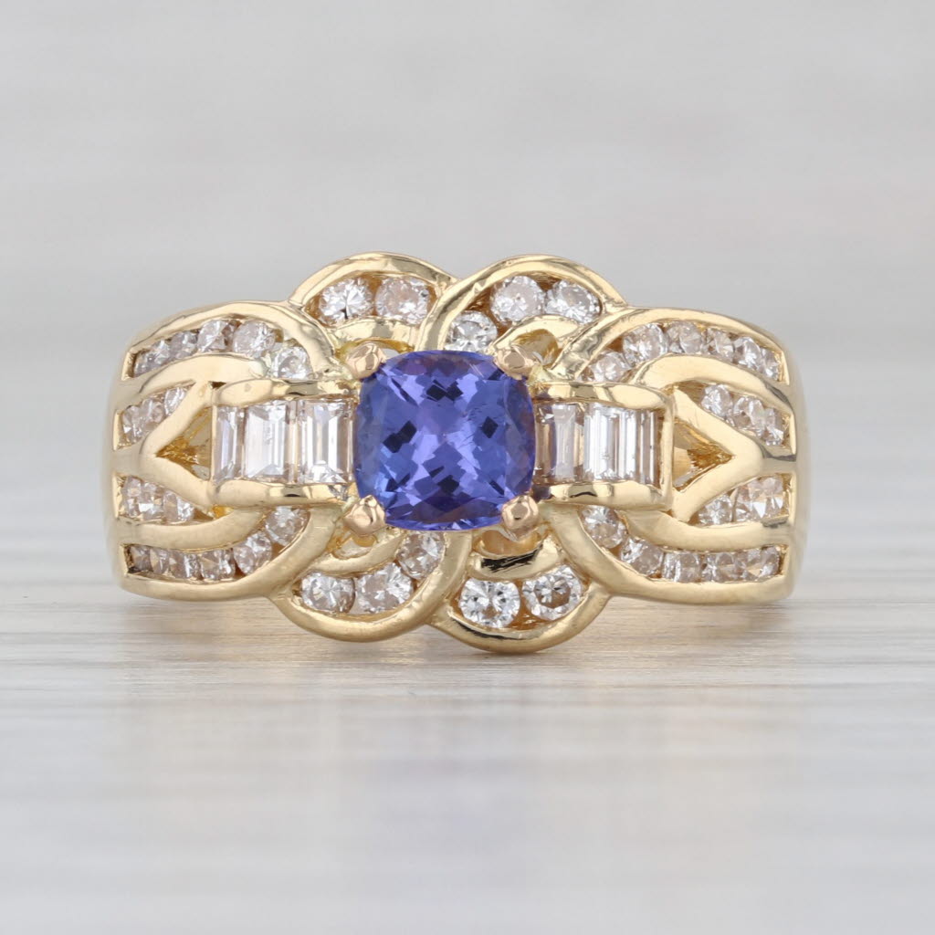 1.80ctw Tanzanite Diamond Knot Ring 18k Yellow Gold Size 8