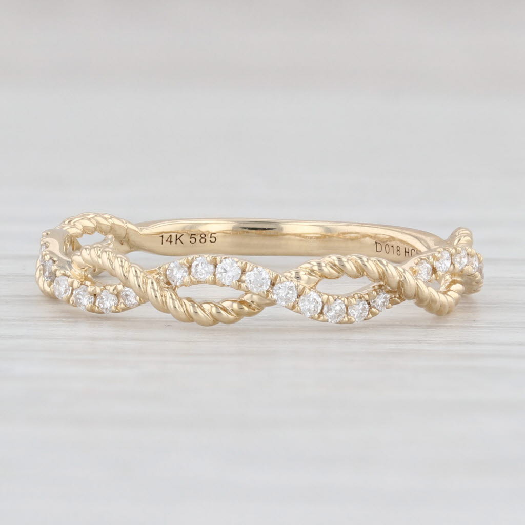 Light Gray New 0.17ctw Diamond Woven Stackable Ring 14k Yellow Gold Size 6.75 Wedding Band