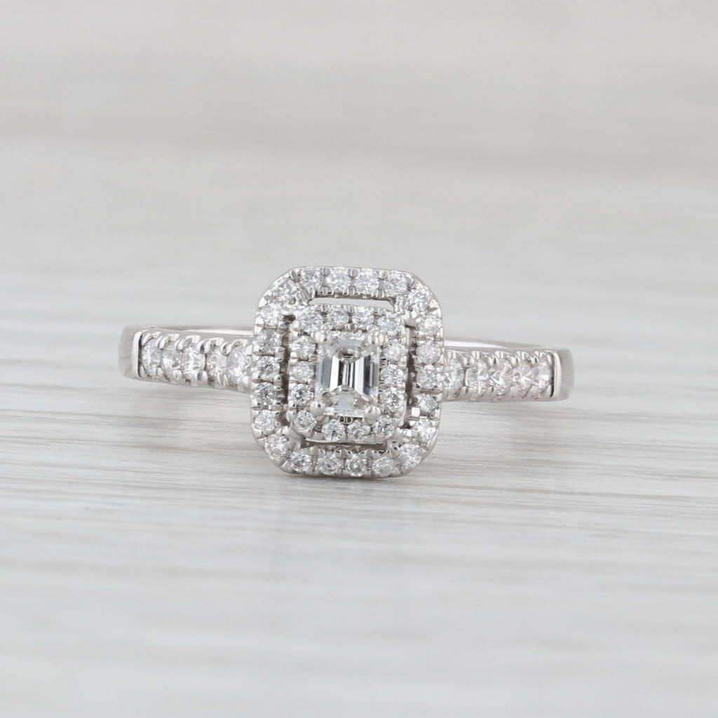 0.50ctw Diamond Halo Engagement Ring 14k White Gold Size 7