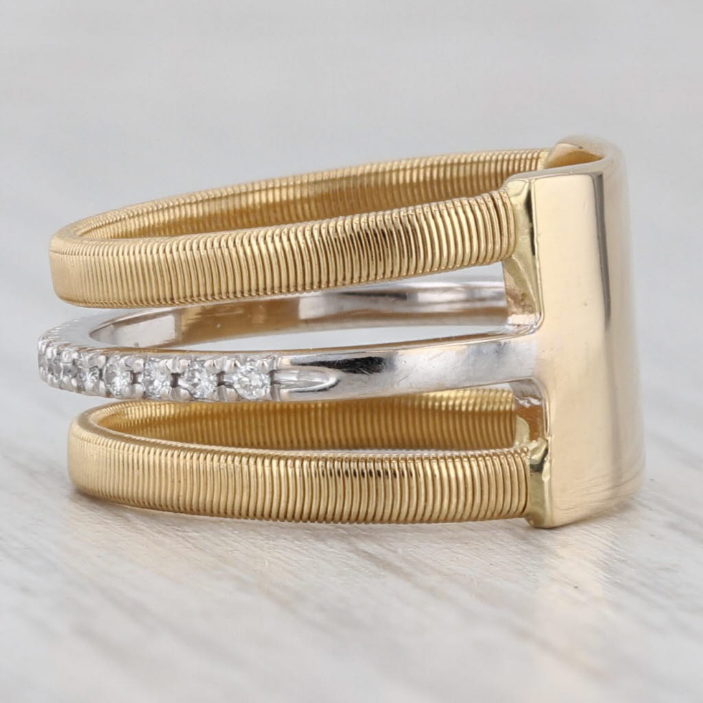 Marco Bicego Masai Three Row 0.16ctw Diamond Ring 18k Yellow White Gold Sz 6.75