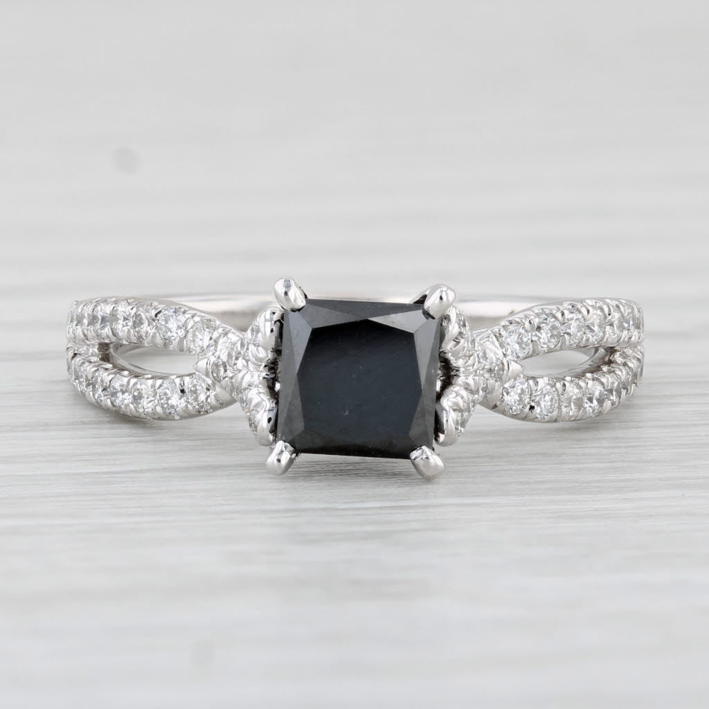 Light Gray 1.65ctw Black White Princess Diamond Ring 14k White Gold Sz 8 Engagement Gabriel