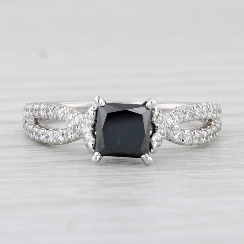 1.65ctw Black White Princess Diamond Ring 14k White Gold Sz 8 Engagement Gabriel