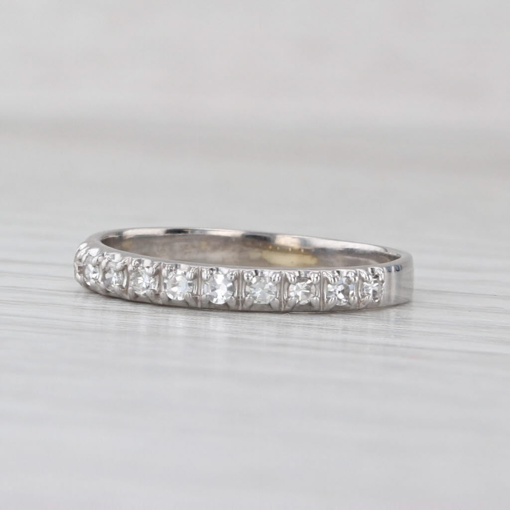 Vintage 0.15ctw Diamond Wedding Band 14k White Gold Stackable Size 6.5 Ring