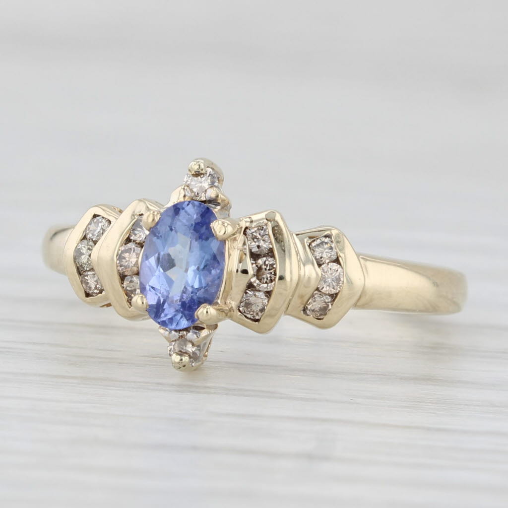 Light Gray 0.57ctw Tanzanite Diamond Ring 10k Yellow Gold Size 6.25