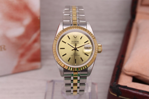 1998 Tudor Princess Date 92413 Ladies 25mm Automatic Watch w Box Papers IBM