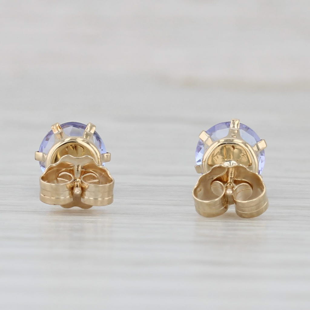 Light Gray 1ctw Tanzanite Stud Earrings 14k Yellow Gold Round Solitaire Studs