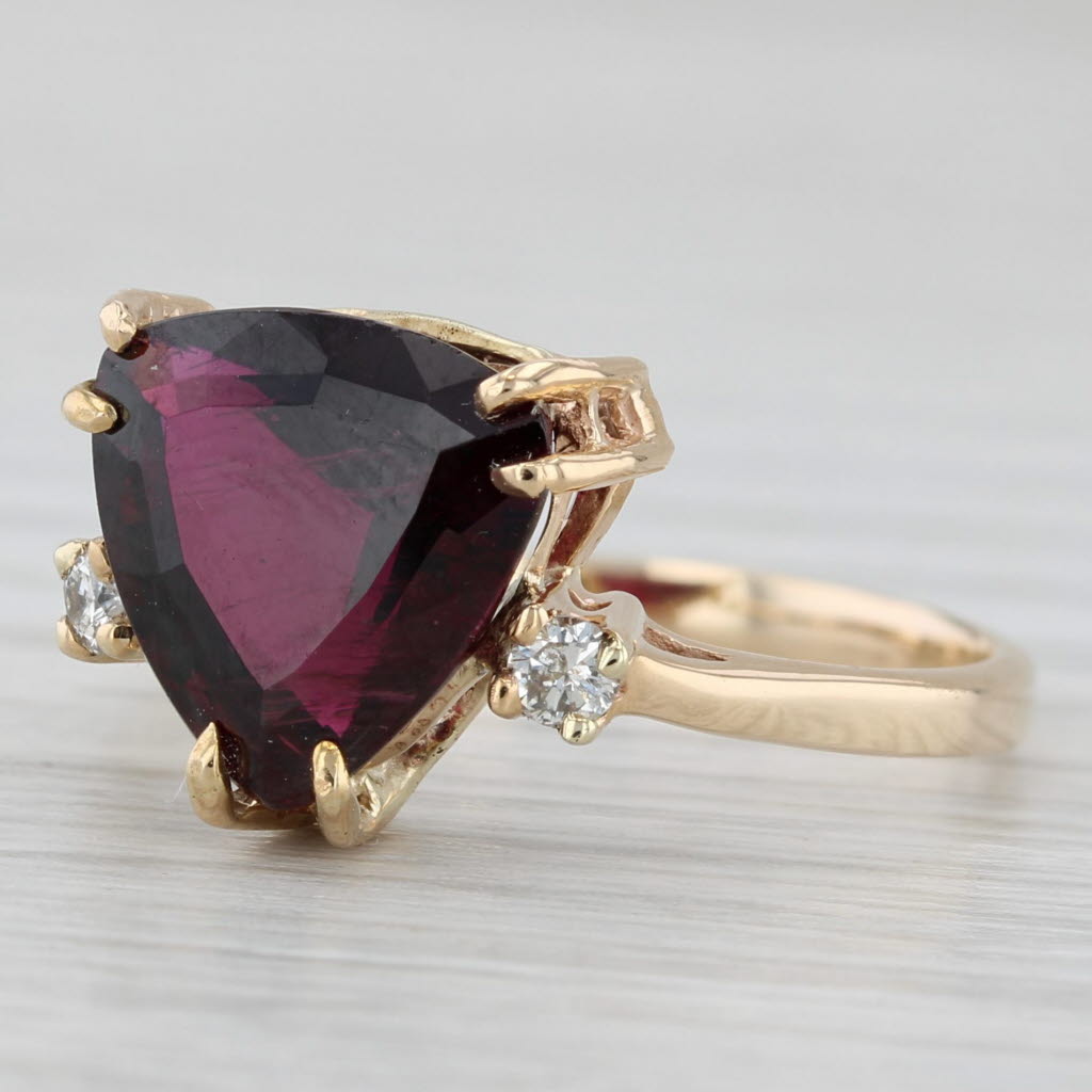 Light Gray 3.03ctw Trillion Garnet Diamond Ring 14k Yellow Gold Size 7