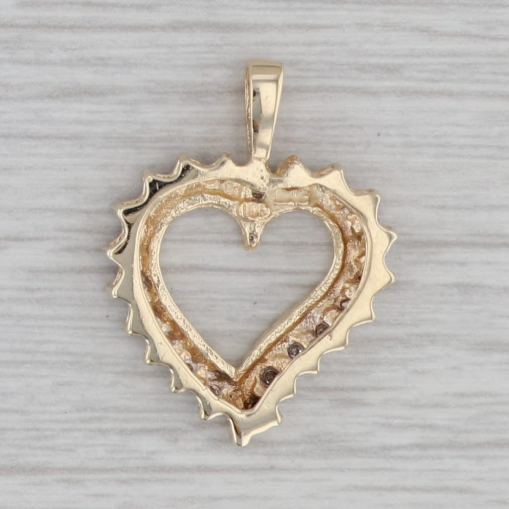 Gray 0.22ctw Diamond Open Heart Pendant 10k Yellow Gold Keepsake Gift