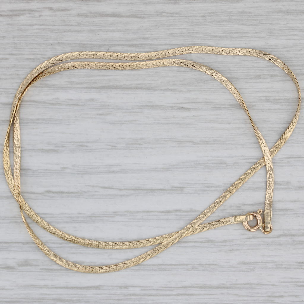 Gray 16" 1.8mm Herringbone Chain Necklace 14k Yellow Gold