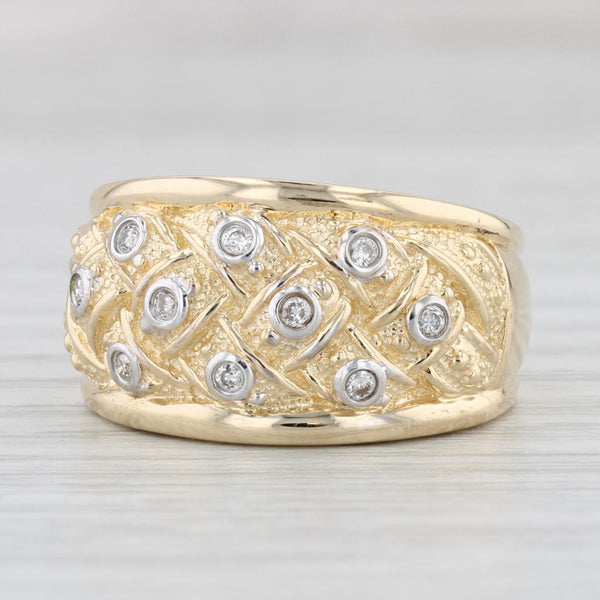 Light Gray 0.15ctw Diamond Basket Weave Ring 14k Yellow Gold Size 7.25