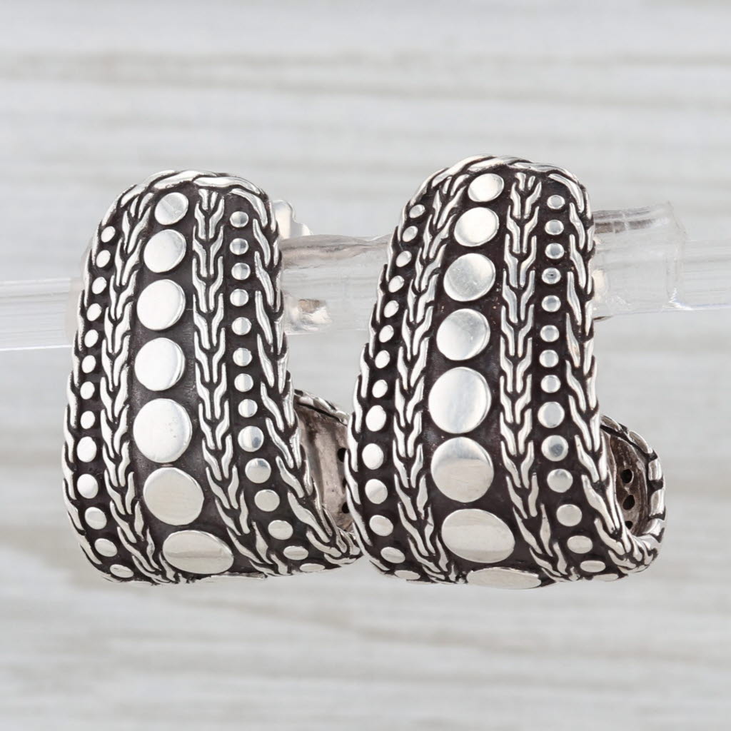John Hardy Dot J-Hook Earrings Sterling Silver Drops