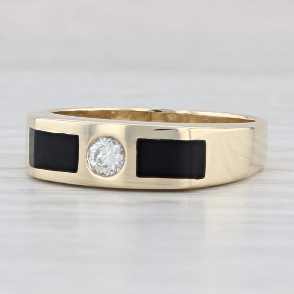 Light Gray Men's 0.25ct Diamond Onyx Ring 14k Yellow Gold Size 11.75 Wedding Band