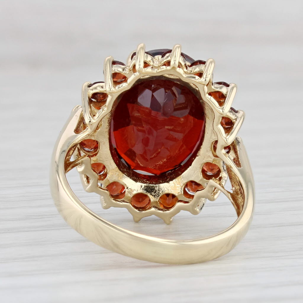 Light Gray 1.24 Garnet Red Glass Ring 14k Yellow Gold Size 7.5 Cocktail