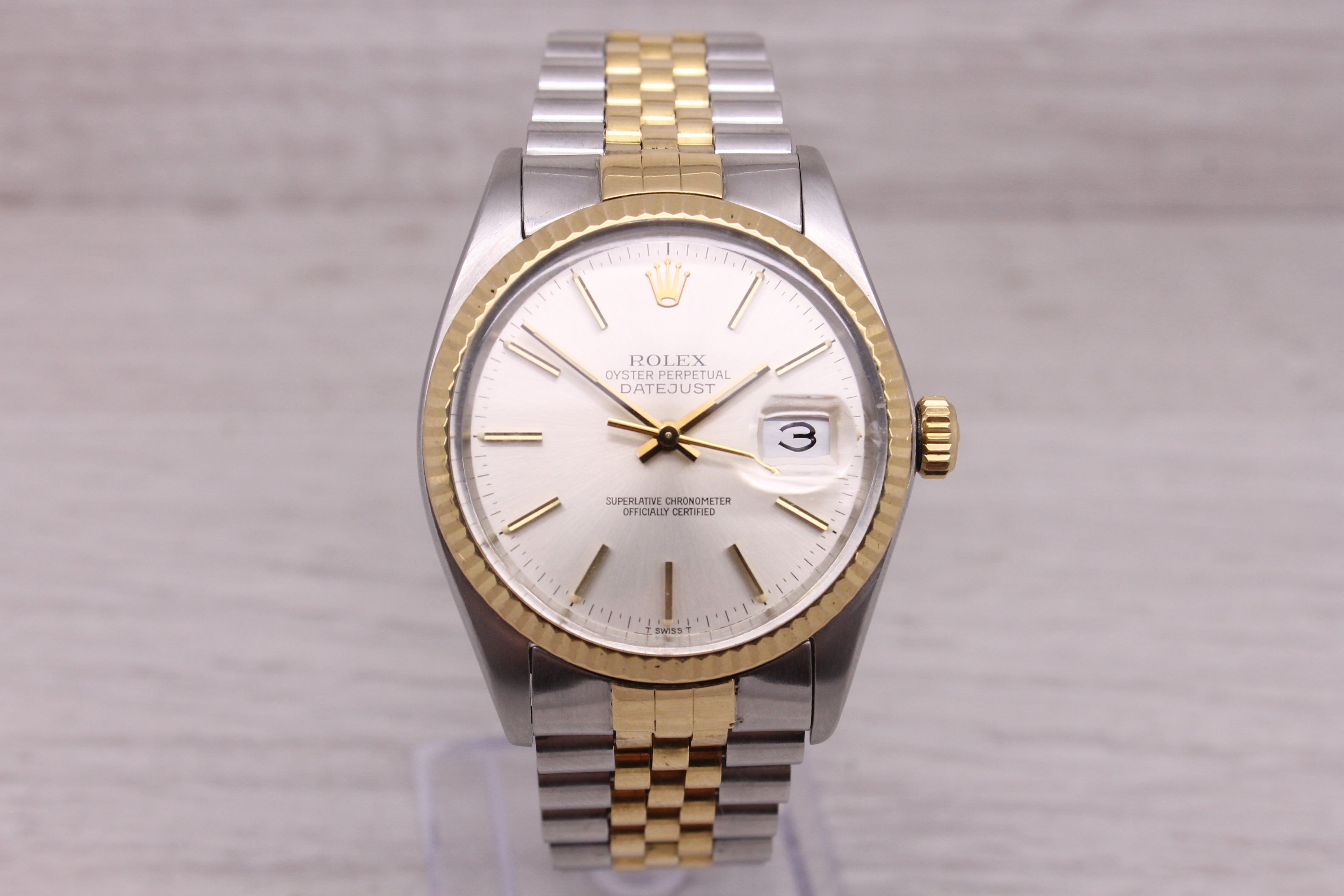 Dark Gray Vintage 1984 Rolex Datejust 16013 Men’s Steel & 18k Automatic Watch Box/Papers