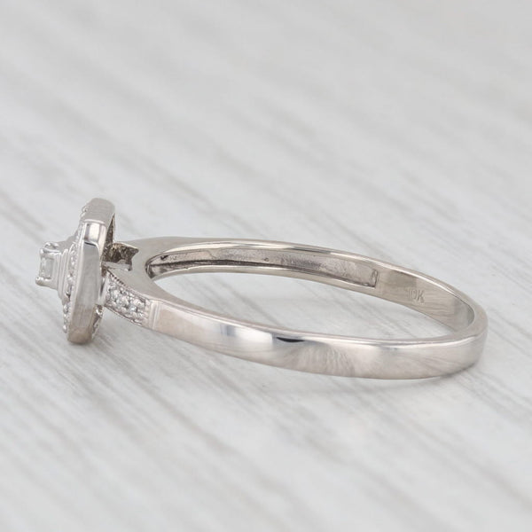 0.10ctw Diamond Halo Ring 10k White Gold Size 7.75 Engagement Style