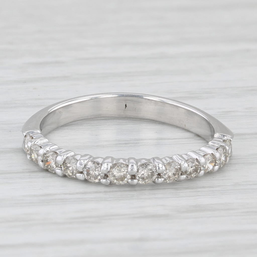 Light Gray 0.40ctw Diamond Wedding Band 14k White Gold Stackable Anniversary Ring Size 5.5