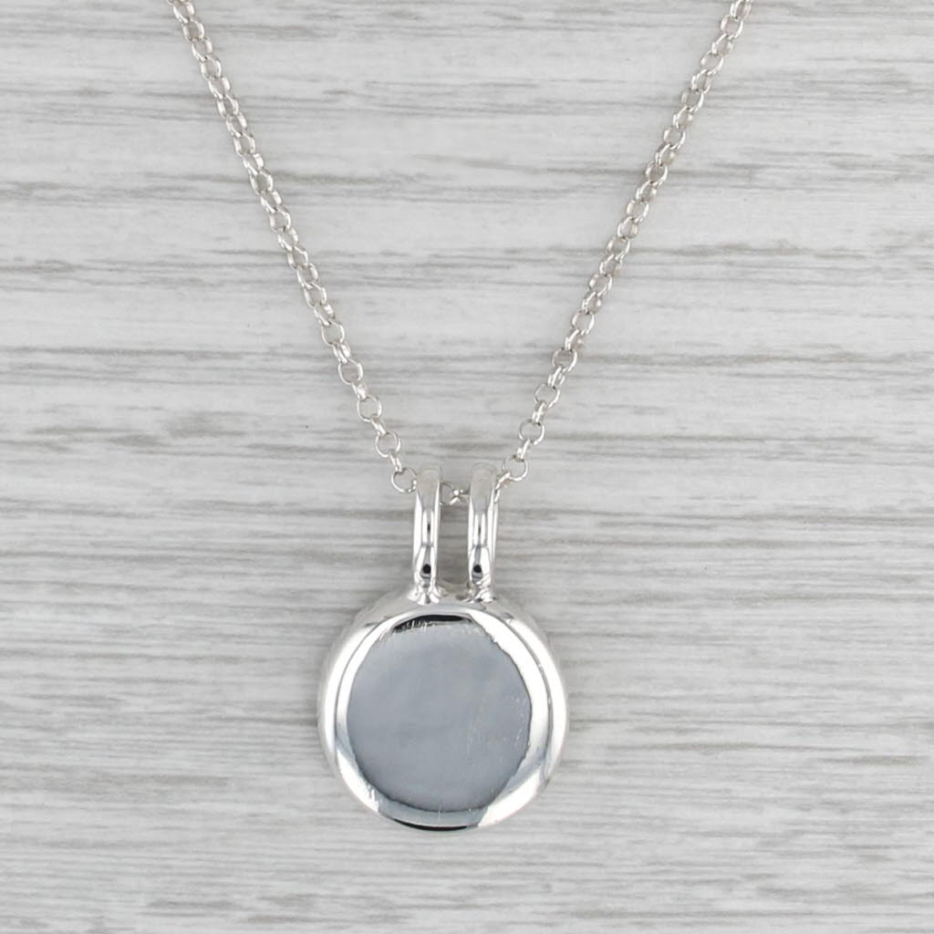 Engravable Medallion Pendant Necklace Sterling Silver 18" Cable Chain