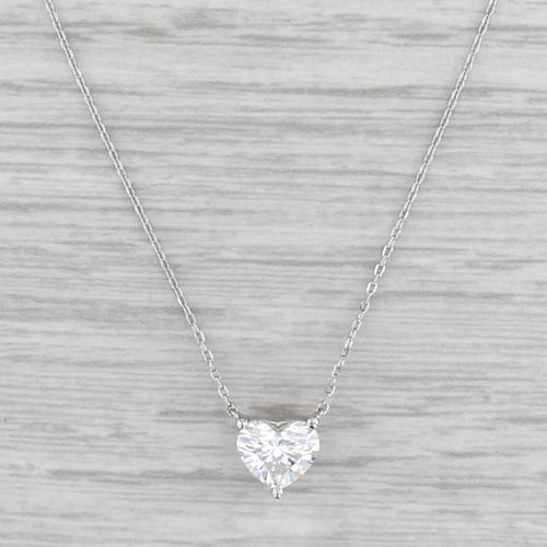 1ct VS1 E-F Lab Grown Diamond Heart Pendant Necklace 14k White Gold 16" 18"