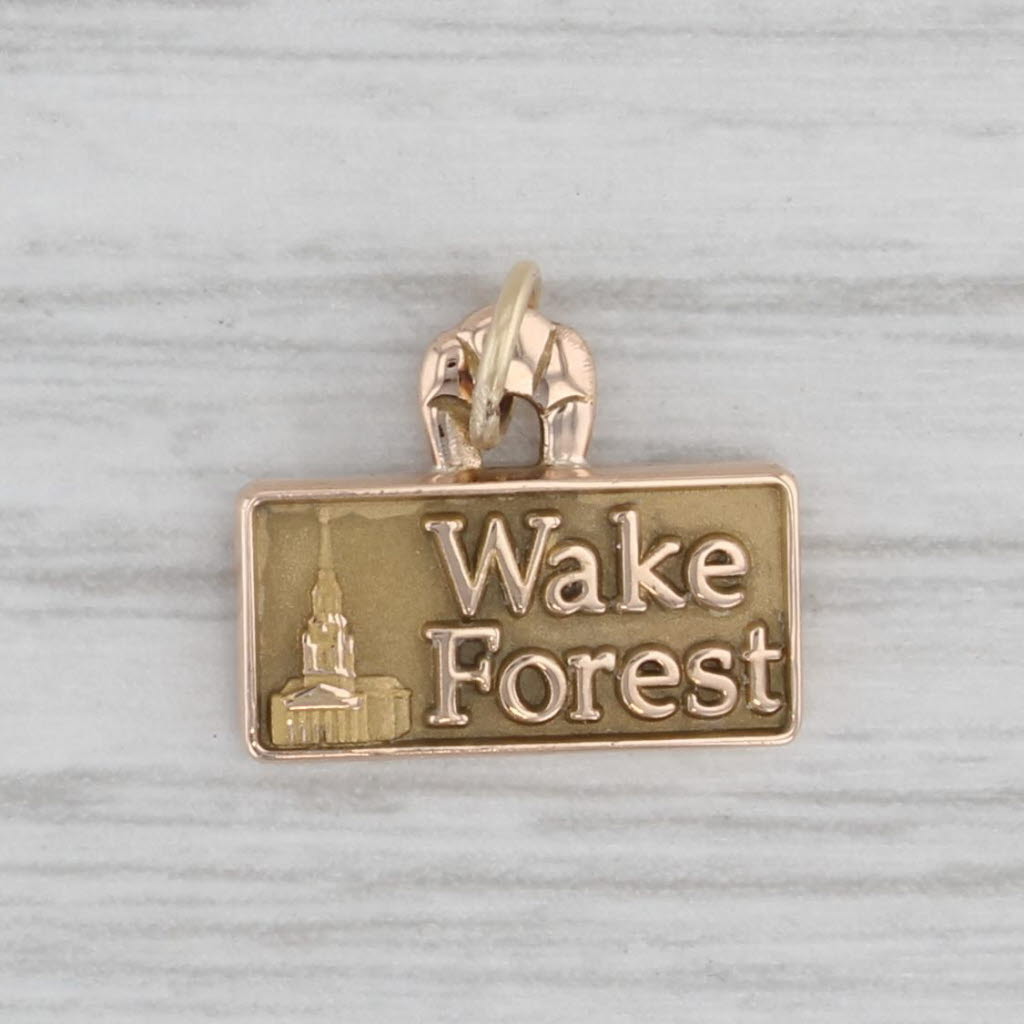 Gray Small Wake Forest University Chapel Charm 10k Yellow Gold Pendant