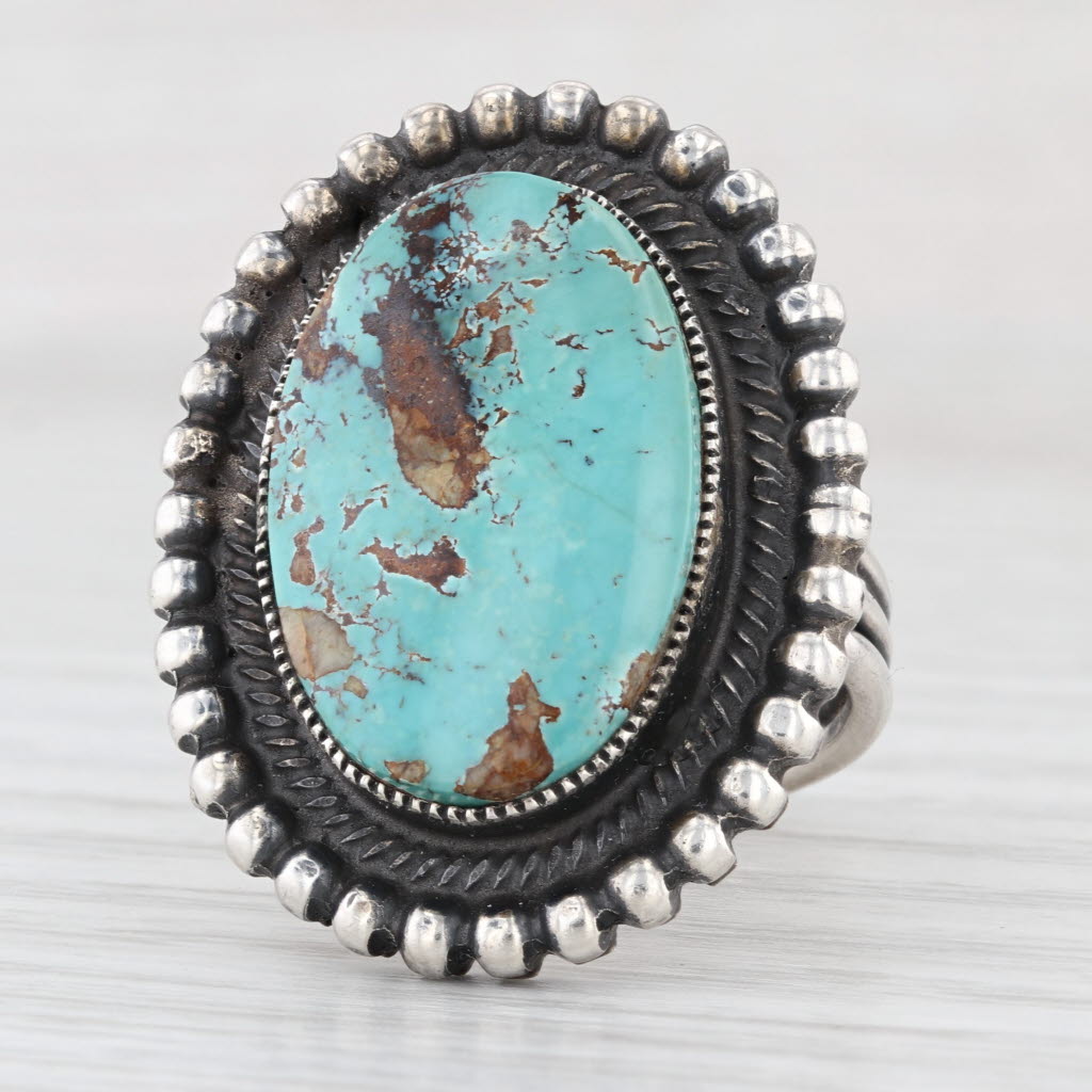 Vintage Turquoise Ring Sterling Silver Leon Martinez Navajo Native American
