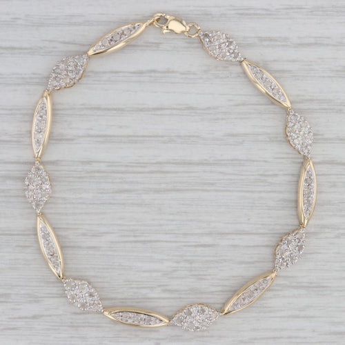 Gray 0.60ctw Diamond Cluster Bracelet 10k Yellow Gold 7.5" 6mm