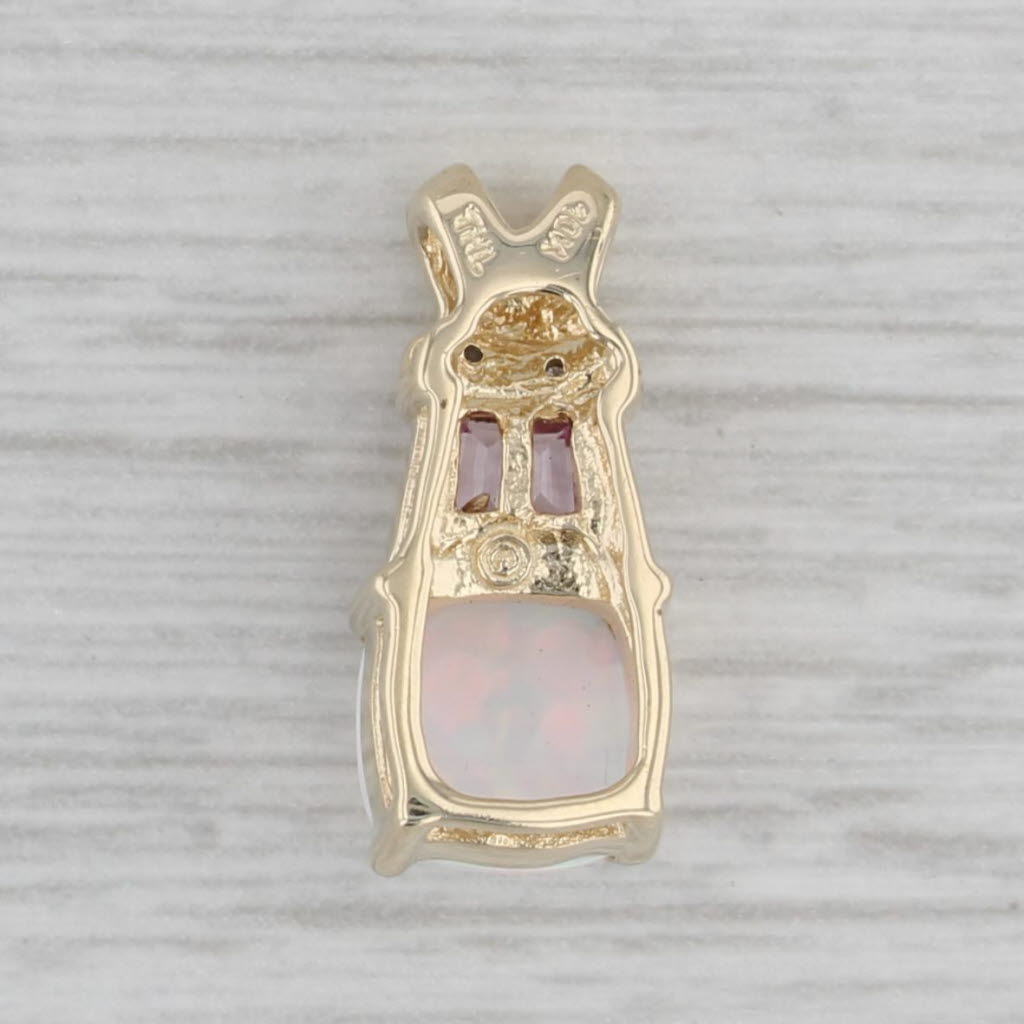 Gray Lab Created Opal Lab Created Sapphire Diamond Pendant 10k Yellow Gold