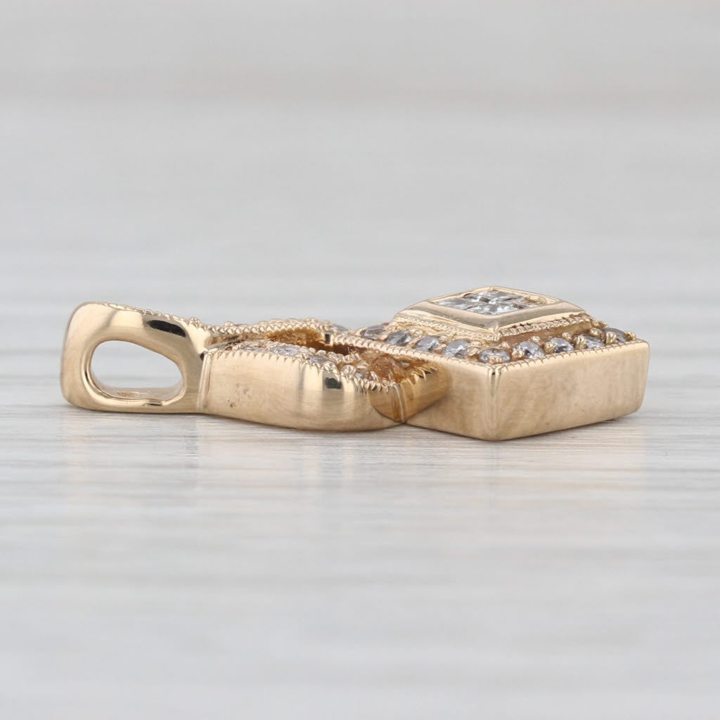 0.38ctw Diamond Halo Pendant 14k Yellow Gold Floating Drop