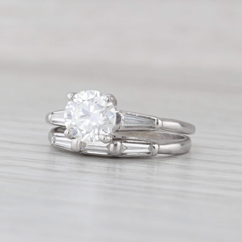 1.70ctw Lab Grown Diamond Engagement Ring Wedding Band Bridal Set 14k Gold IGI