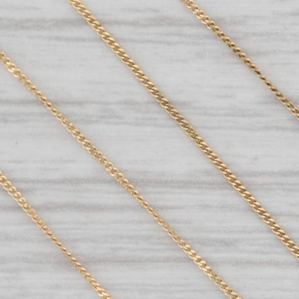 Gray Curb Chain Necklace 18k Yellow Gold 16" 0.6mm