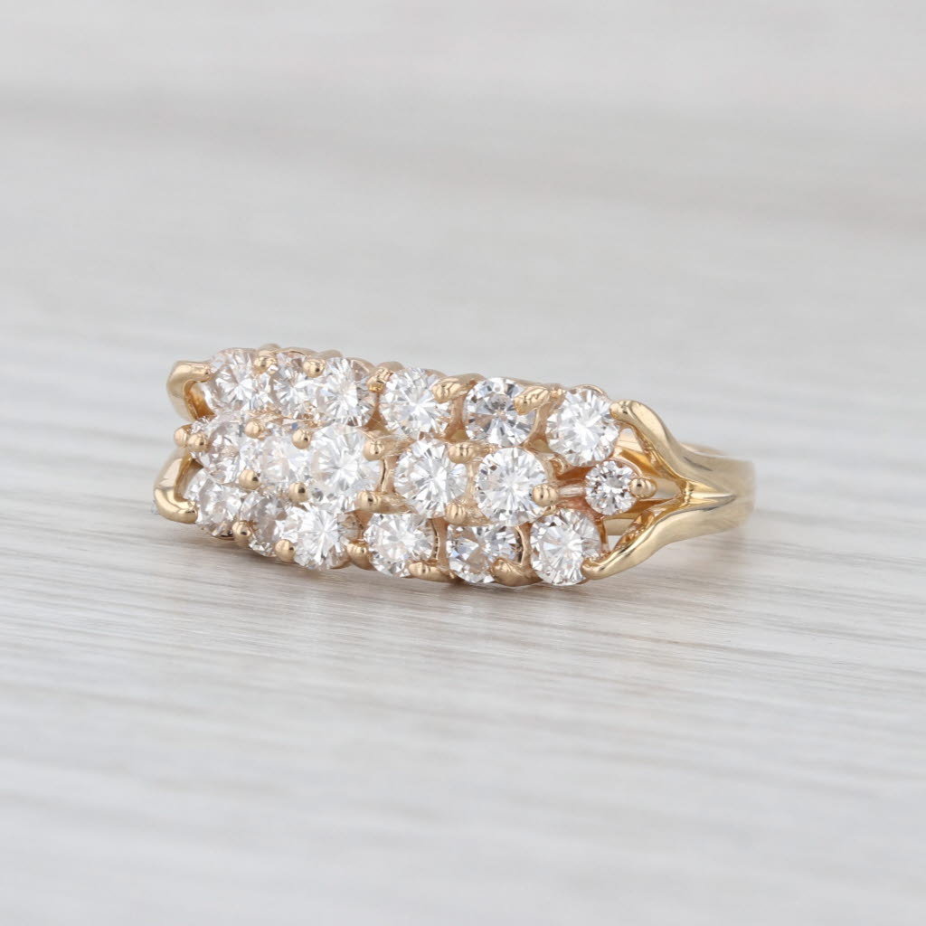 1.85ctw Diamond Rows Ring 14k Yellow Gold Size 9.75 Bridal
