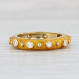 Light Gray Hidalgo 0.30ctw Diamond Ring 18k Yellow Gold Enamel Size 6.5 Stackable Band