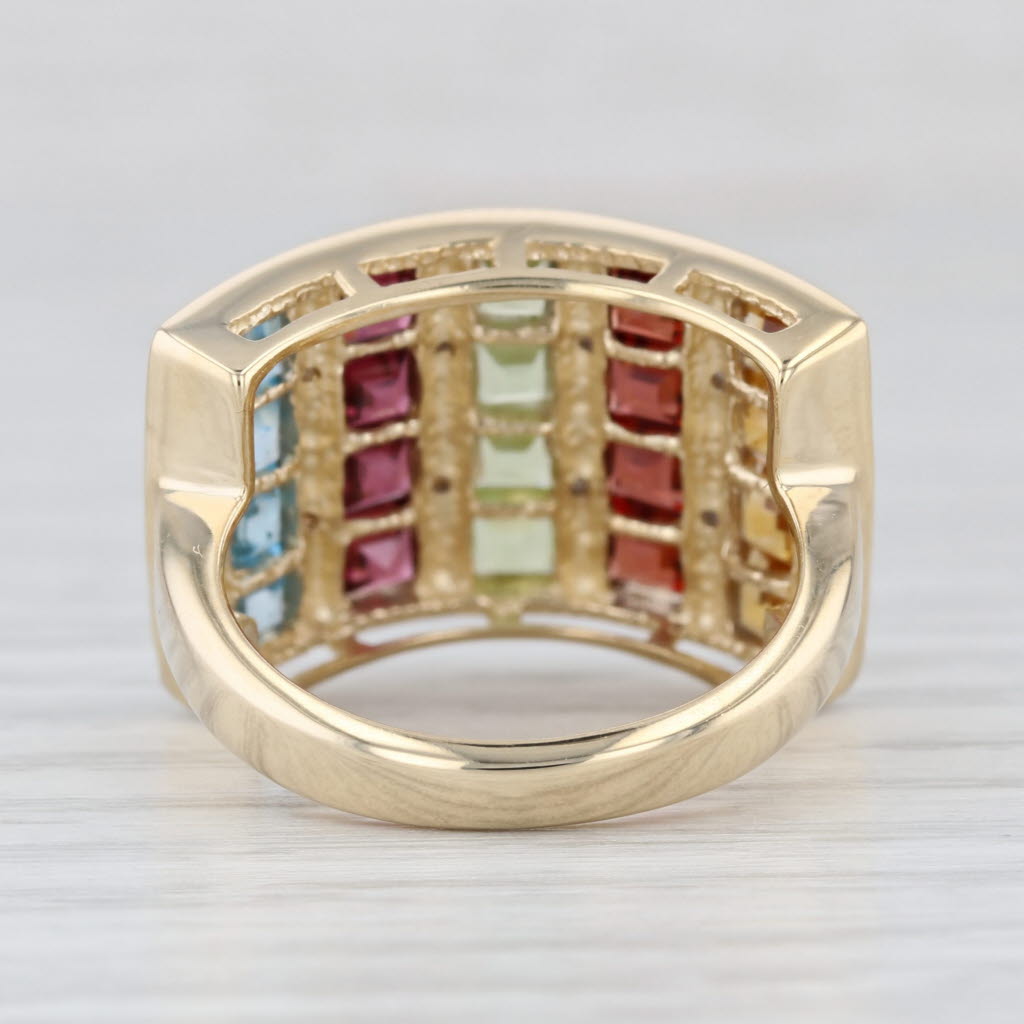 3.83ctw Gemstone Cocktail Ring 10k Yellow Gold Size 7 Topaz Garnet Peridot Sz 7