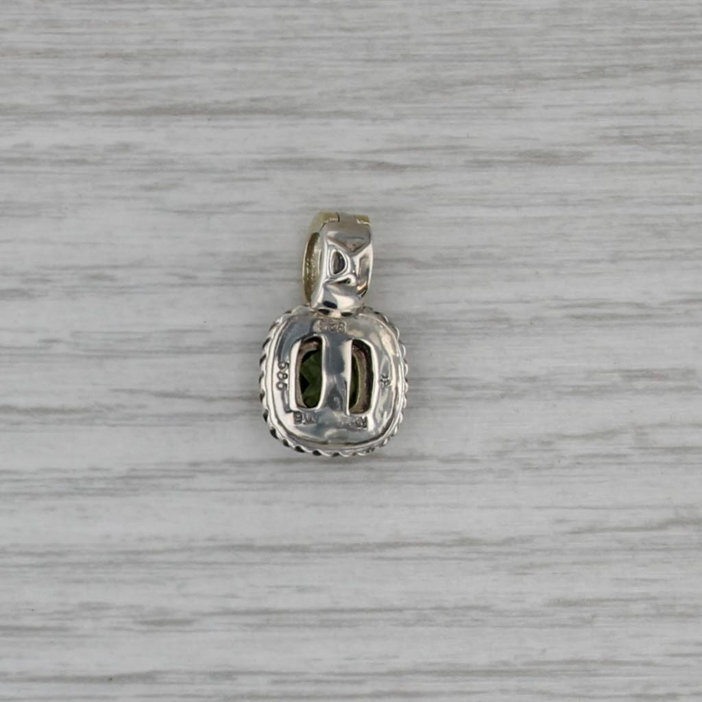 David Yurman Albion 1.90ct Peridot Solitaire Pendant Sterling Silver 14k Gold