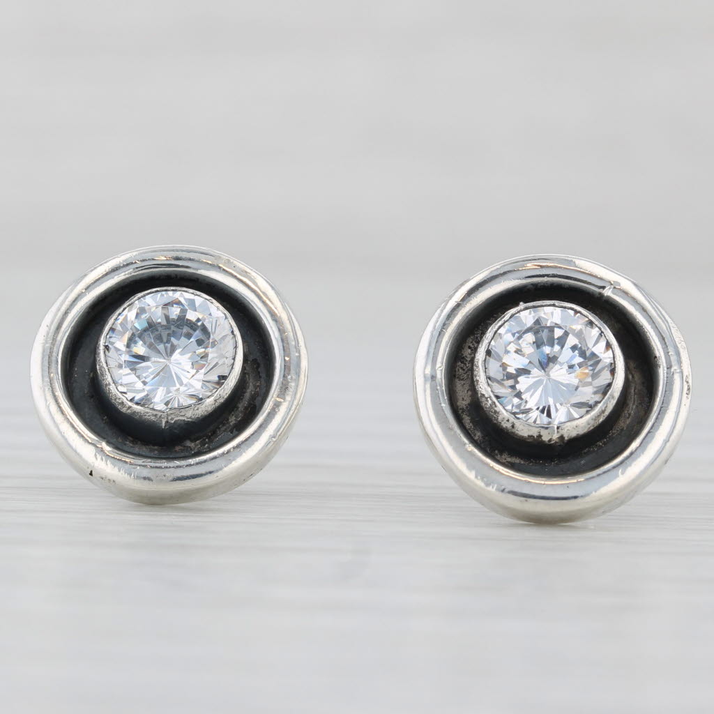 Light Gray 2.50ctw Cubic Zirconia Stud Earrings Sterling Silver Round Solitaire Studs