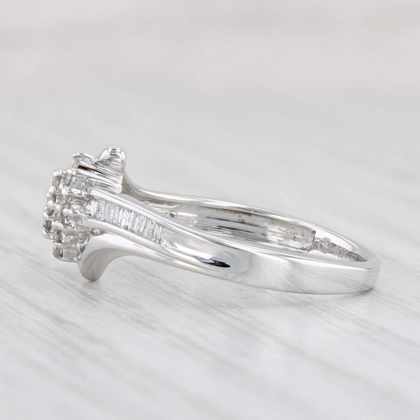 0.26ctw Diamond Cluster Ring 10k White Gold Size 7.25 Engagement Bypass