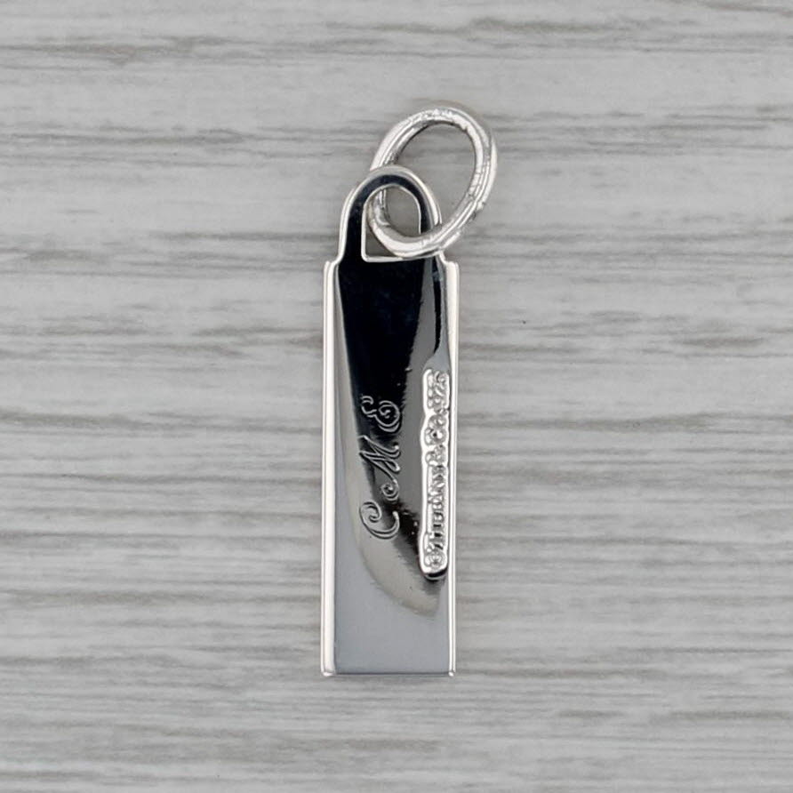 Tiffany & Co Street Sign Tag Charm w/ Pouch Sterling Silver Pendant