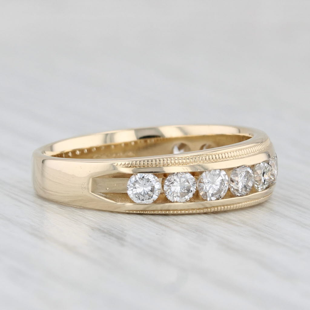 Light Gray 0.84ctw Diamond Wedding Band 14k Yellow Gold Size 7.5 Stackable Ring