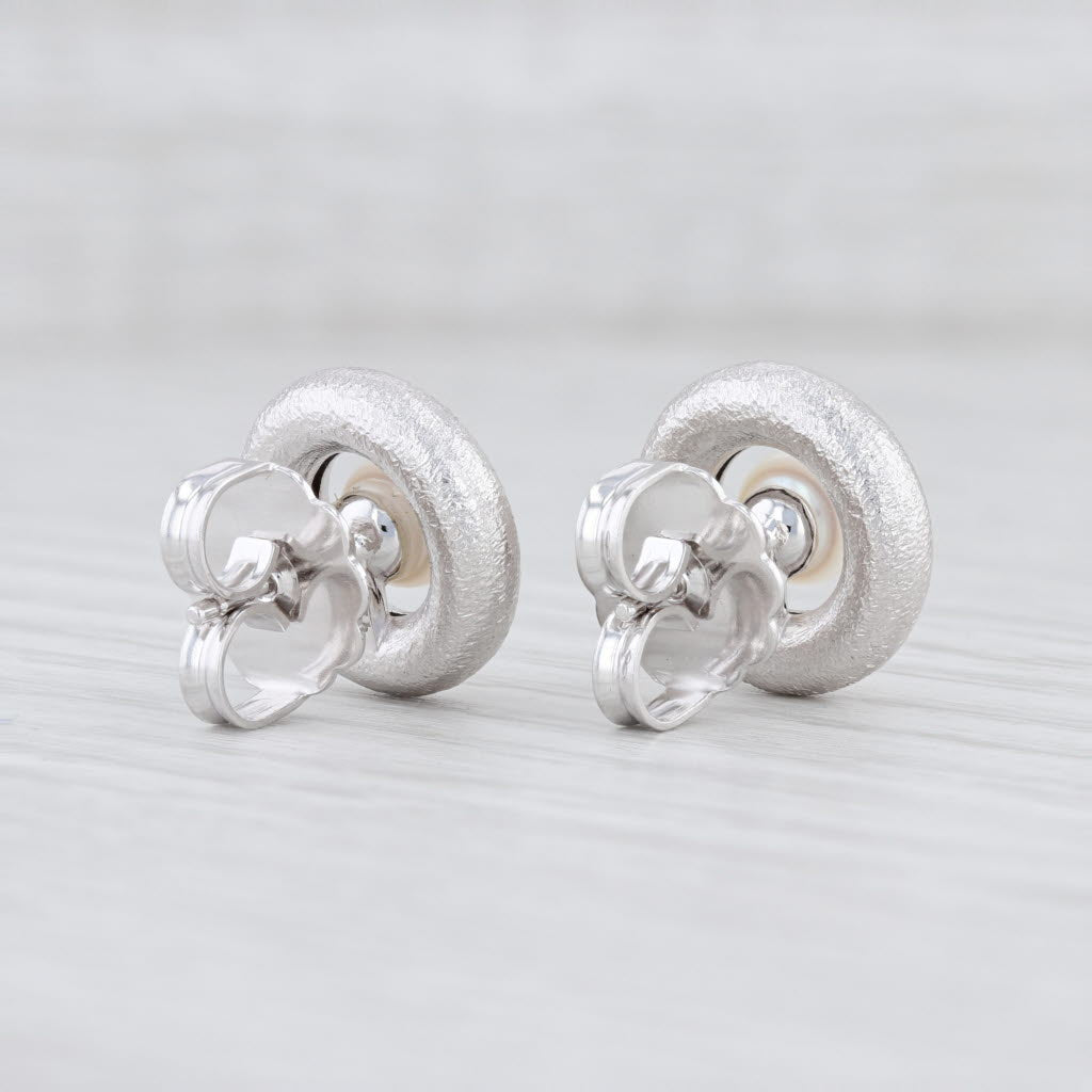 New Bastian Inverun Cultured Pearl Circle Earrings Sterling Silver Pierced Studs