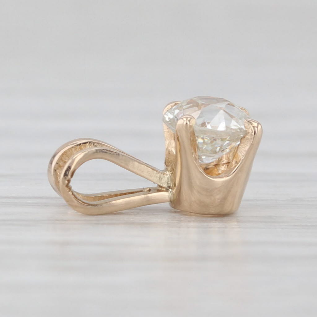 Small 0.42ct Diamond Solitaire Pendant 14k Yellow Gold Old European Cut