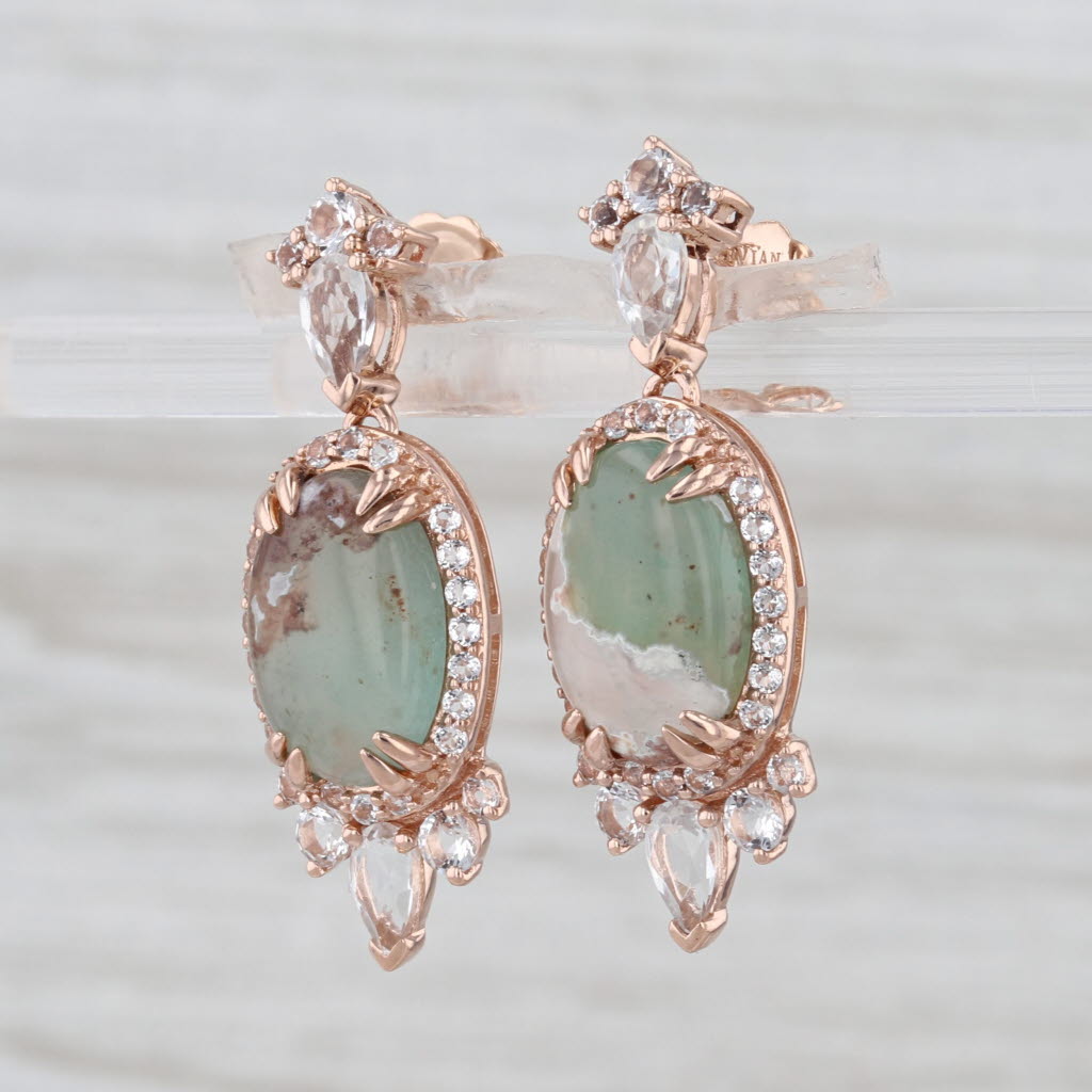 Le Vian Chalcedony Agate White Topaz Drop Earrings 14k Rose Gold