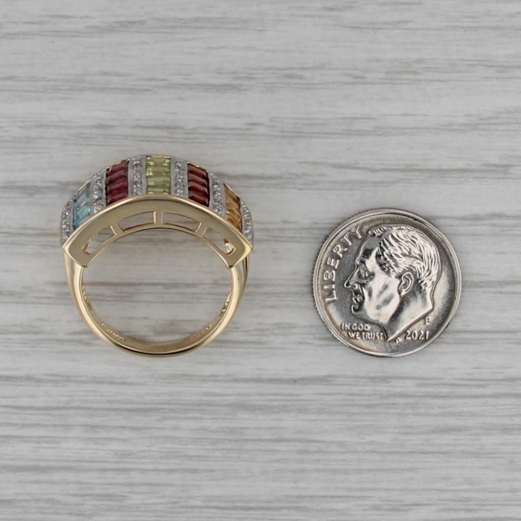 3.83ctw Gemstone Cocktail Ring 10k Yellow Gold Size 7 Topaz Garnet Peridot Sz 7
