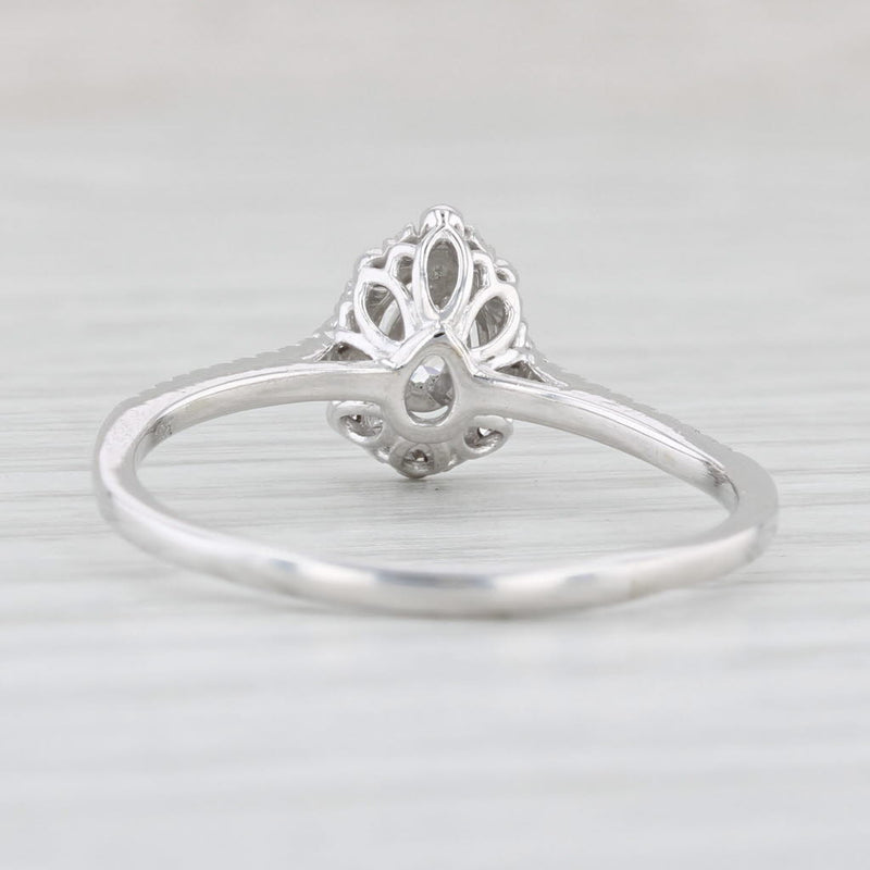 Light Gray 0.32ctw Teardrop Diamond Halo Engagement Ring 10k White Gold Size 9.75 Pear