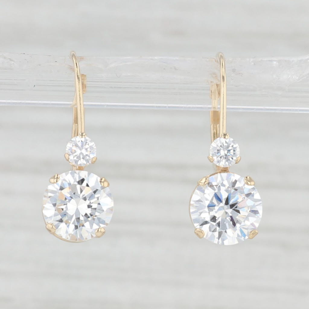 Light Gray 2.69ctw Cubic Zirconia Drop Earrings 14k Yellow Gold