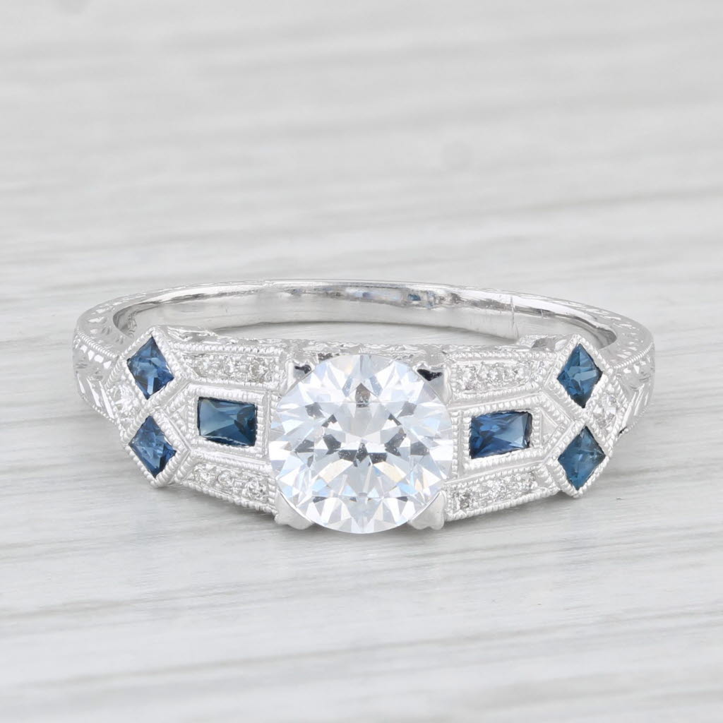 New Beverley K Sapphire Diamond Semi Mount Engagement Ring 18k Gold Size 6.5