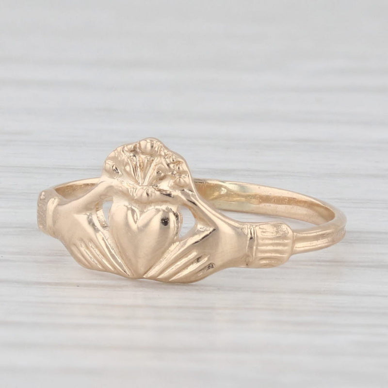 Small Irish Claddagh Ring 14k Yellow Gold Size 3