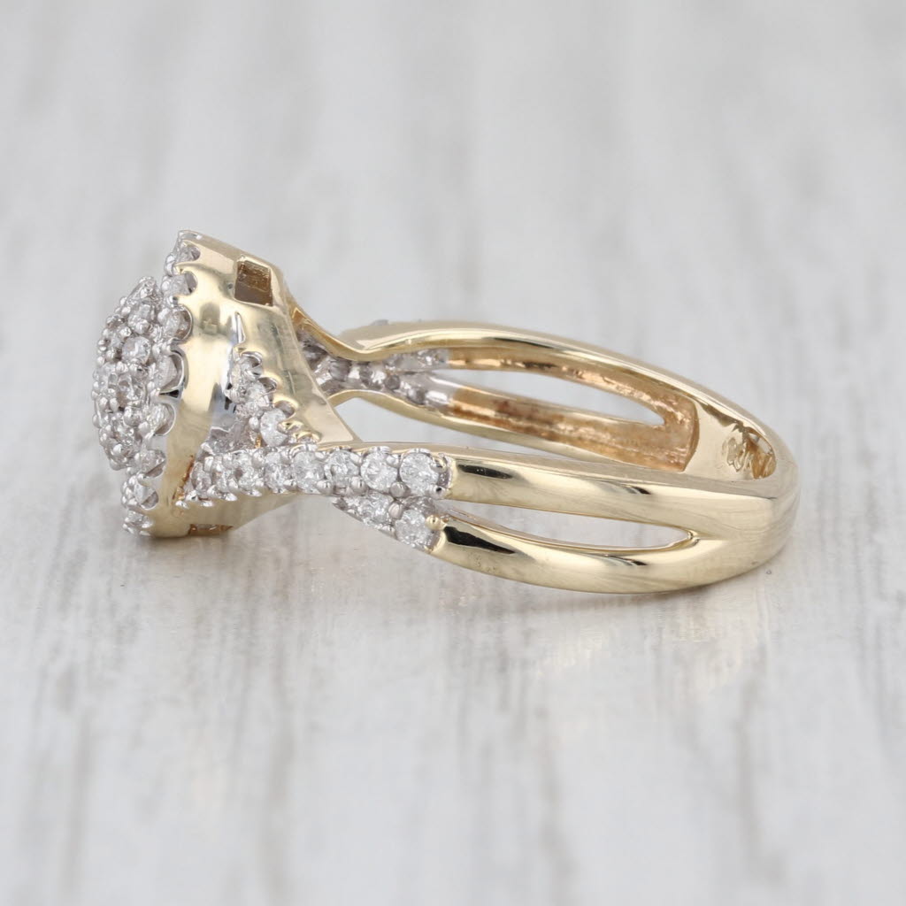 0.40ctw Diamond Cluster Halo Engagement Ring 10k Yellow Gold Size 5.75