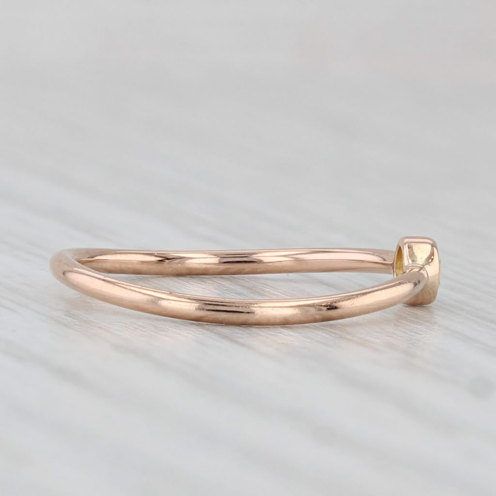 Light Gray Tiffany Diamond Solitaire Wave Ring w/ Box 18k Rose Gold Size 4.5 Perreti